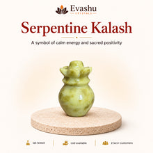 Load image into Gallery viewer, Natural Serpentine crystal Kalash by Evashu Crystals - view 1 - 01 hero serpentine kalash
