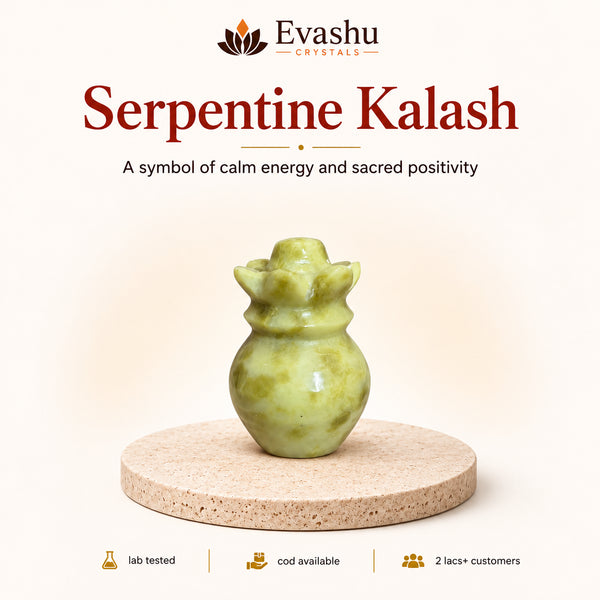 Natural Serpentine crystal Kalash by Evashu Crystals - view 1 - 01 hero serpentine kalash