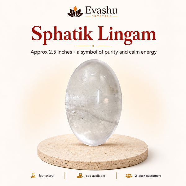 Natural Sphatik clear quartz Lingam approx. 2.5 inch by Evashu Crystals - view 1 - 01 hero sphatik lingam