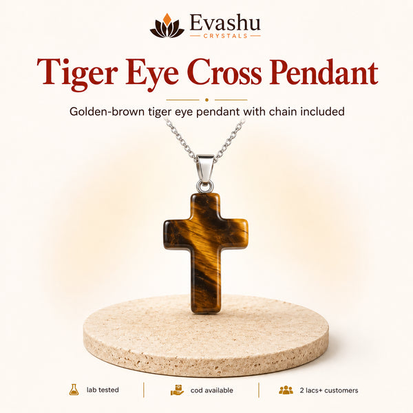 Natural Tiger Eye cross pendant by Evashu Crystals - view 1 - 01 hero tiger eye cross pendant