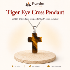 Natural Tiger Eye cross pendant by Evashu Crystals - view 1 - 01 hero tiger eye cross pendant