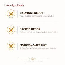Load image into Gallery viewer, Natural Amethyst crystal Kalash by Evashu Crystals - view 2 - 02 benefits amethyst kalash

