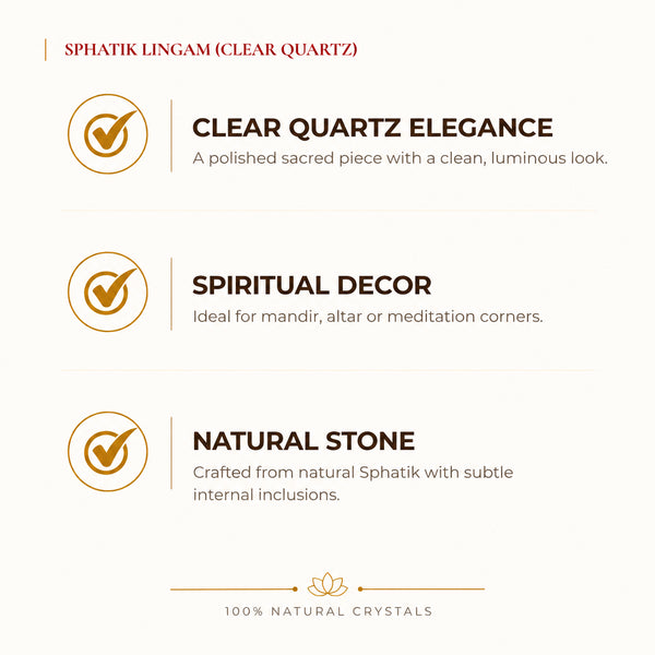 Natural Sphatik clear quartz Lingam approx. 2.5 inch by Evashu Crystals - view 2 - 02 benefits sphatik lingam
