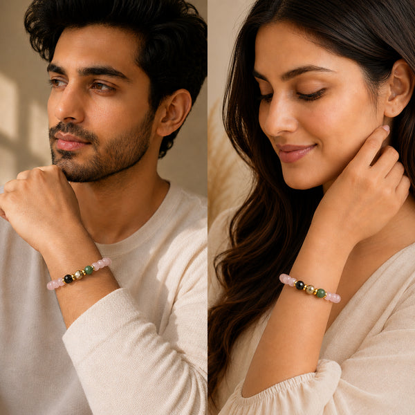 Men and women wearing Cancer / Kark Rashi (कर्क राशि) Bracelet