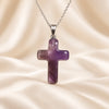 Natural Amethyst cross pendant by Evashu Crystals - view 4 - 04 amethyst cross pendant lifestyle product only