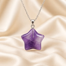 Load image into Gallery viewer, Natural Amethyst star pendant by Evashu Crystals - view 4 - 04 amethyst star pendant lifestyle product only
