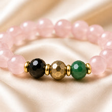 Load image into Gallery viewer, Close-up of Cancer / Kark Rashi Bracelet with 8 mm beads and diamond-cut front accents
