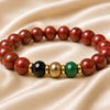 Close-up of Scorpio / Vrishchik Rashi Bracelet with 8 mm beads and diamond-cut front accents