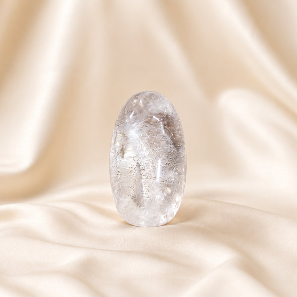 Natural Sphatik clear quartz Lingam approx. 1 inch by Evashu Crystals - view 4 - 04 evashu sphatik lingam lifestyle