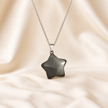Load image into Gallery viewer, Natural Pyrite star pendant by Evashu Crystals - view 4 - 04 pyrite star pendant lifestyle product only
