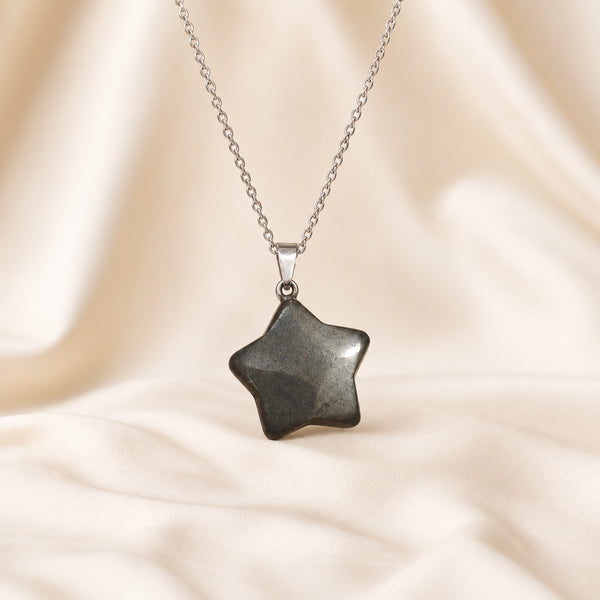 Natural Pyrite star pendant by Evashu Crystals - view 4 - 04 pyrite star pendant lifestyle product only