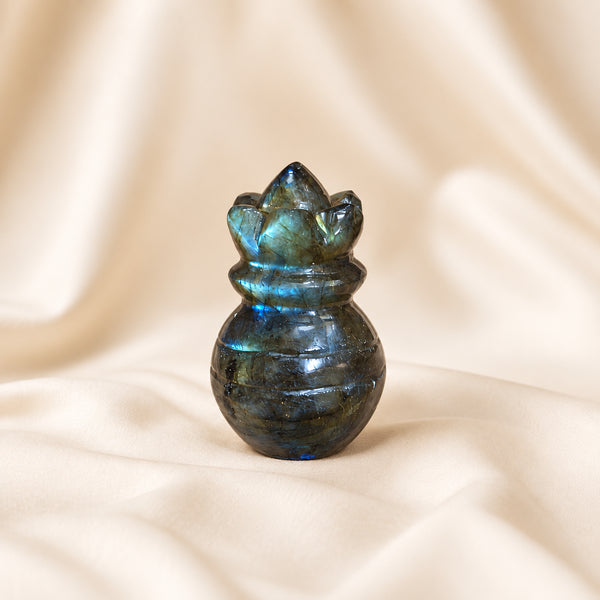 Natural Larvikite crystal Kalash by Evashu Crystals - view 4 - 04 lifestyle larvikite kalash