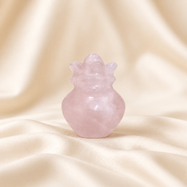 Natural Rose Quartz crystal Kalash by Evashu Crystals - view 4 - 04 lifestyle rose quartz kalash