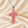 Natural Rose Quartz cross pendant by Evashu Crystals - view 7 - 07 rose quartz cross pendant product close up