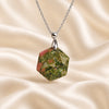 Natural Unakite hexagon pendant by Evashu Crystals - view 7 - 07 unakite hexagon pendant product close up