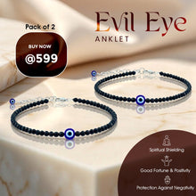 Load image into Gallery viewer, Pack of 2- Evil Eye Anklet with Black Tourmaline – Symbol of Ultimate Protection, Grounding, and Shielding – Nazar Suraksha Combo
