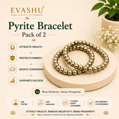 Natural Pyrite Bracelet Pack of 2 | Adjustable Wealth & Protection Crystal Bracelets for Men & Women