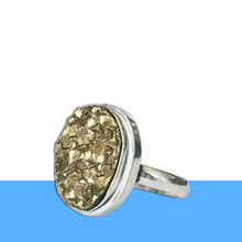 Load image into Gallery viewer, Certified Original Pyrite Ring for Women and Men - Real Pyrite Stone for Wealth, Abundance &amp; Success - Adjustable Fit
