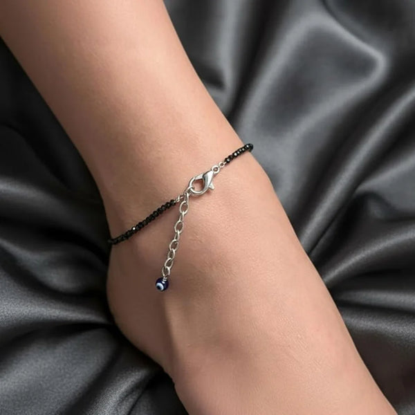 Pack of 2- Evil Eye Anklet with Black Tourmaline – Symbol of Ultimate Protection, Grounding, and Shielding – Nazar Suraksha Combo