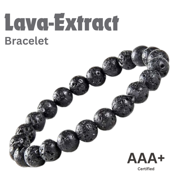 Mystic Ember  Lava Stone Handmade stretchable Power Bracelet For Both Men and Women - Black (Pack of 3)