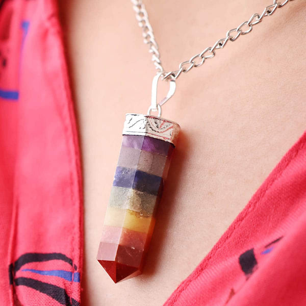 7 Chakra Stone Pendant – Healing Pencil Necklace for Energy Balance & Spiritual Growth
