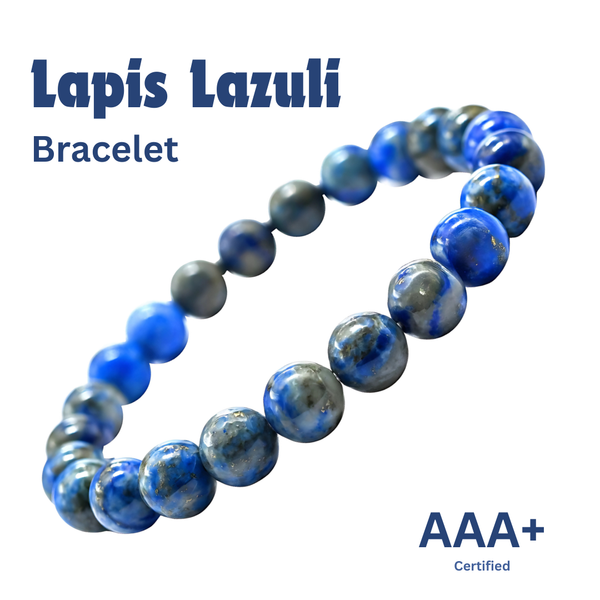 Spiritual Connection & Confidence: Original Blue Lapis Lazuli Round Beaded Bracelet for Unisex