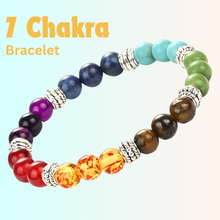 Load image into Gallery viewer, The Citrine Rudraksha, Seven Chakra and Lava bracelet with a focus on its vibrant color and unique texture.
