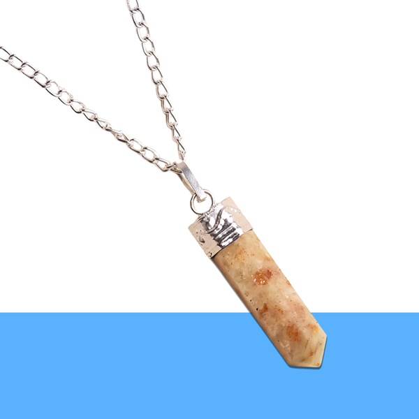 Sunstone Crystal Pendant – Healing Pencil Necklace for Vitality, Optimism & Confidence
