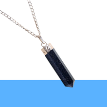 Load image into Gallery viewer, Blue Goldstone Pencil Pendant with Chain - Helps in Ambition, Positivity, and Inner Strength - Suitable for All
