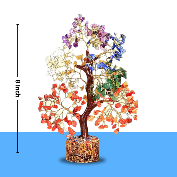 Pack of 2 - Seven Chakra Gemstone Trees - 150 Beads Natural Crystal Trees for Health, Wealth & Positivity