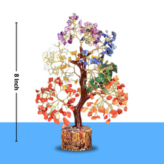 Pack of 2 - Seven Chakra Gemstone Trees - 150 Beads Natural Crystal Trees for Health, Wealth & Positivity