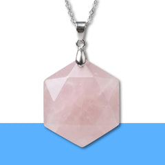 Rose Quartz Hexagon Pendant – Symbol of Love, Gentleness, and Comfort – Perfect for Daily Wear