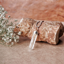 Load image into Gallery viewer, Clear Quartz Pencil Pendant with Chain - Helps in Clarity, Energy Amplification, and Healing - Suitable for All
