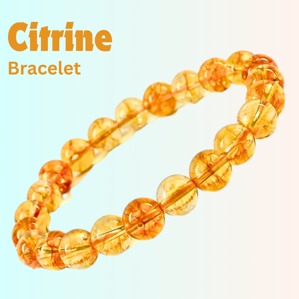 The Clear Quartz, Citrine and Rose quartz bracelet with a focus on its vibrant color and unique texture.