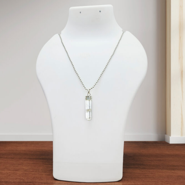 Clear Quartz Pendant – Healing Pencil Necklace, Clear Quartz Crystal for Energy, Clarity & Focus