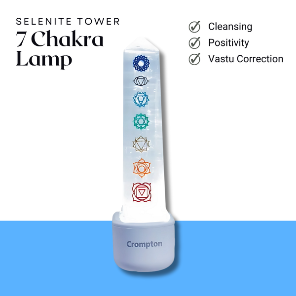 7 Chakra Selenite Crystal Lamp – Healing Stone for Energy Cleansing & Spiritual Harmony