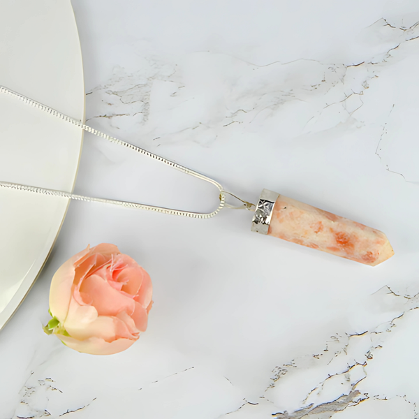 Sunstone Crystal Pendant – Healing Pencil Necklace for Vitality, Optimism & Confidence