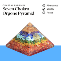 Natural 7 Chakra Crystal Orgone Pyramid - Balancing Energy & Enhancing Spiritual Connection
