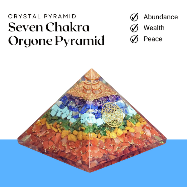Natural 7 Chakra Crystal Orgone Pyramid - Balancing Energy & Enhancing Spiritual Connection