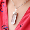 Clear Quartz Pendant – Healing Pencil Necklace, Clear Quartz Crystal for Energy, Clarity & Focus