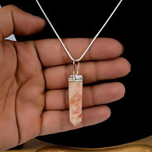 Load image into Gallery viewer, Sunstone Pencil Pendant with Chain - Helps in Vitality, Optimism, and Confidence - Suitable for All
