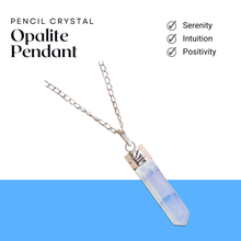 Load image into Gallery viewer, Opalite Pencil Pendant with Chain - Helps in Clarity, Calmness, and Spiritual Growth - Suitable for All
