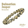 Close-up of Dalmation Jasper bracelet showing intricate details and natural Dalmation Jasper stone.