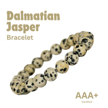 Load image into Gallery viewer, Close-up of Dalmation Jasper bracelet showing intricate details and natural Dalmation Jasper stone.
