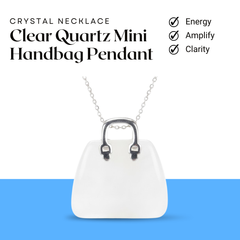 Clear Quartz Mini Handbag Pendant – Symbol of Energy, Amplification, and Clarity – Perfect for Daily Wear