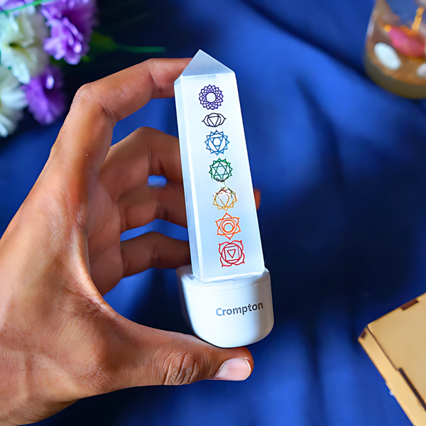 7 Chakra Selenite Crystal Lamp – Healing Stone for Energy Cleansing & Spiritual Harmony