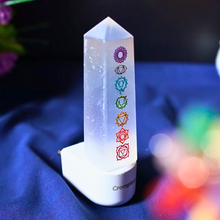 Load image into Gallery viewer, Natural 7 Chakra Selenite Crystal Lamp for Energy Healing, Chakra Balancing, and Spiritual Harmony
