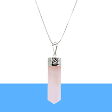 Load image into Gallery viewer, Rose Quartz Pencil Pendant with Chain - Helps in Love, Compassion, and Emotional Healing - Suitable for All
