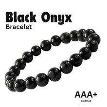 Load image into Gallery viewer, Close-up of Black Onyx bracelet showing intricate details and natural Black Onyx stone.
