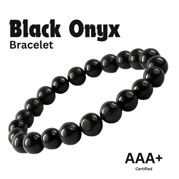Close-up of Black Onyx bracelet showing intricate details and natural Black Onyx stone.